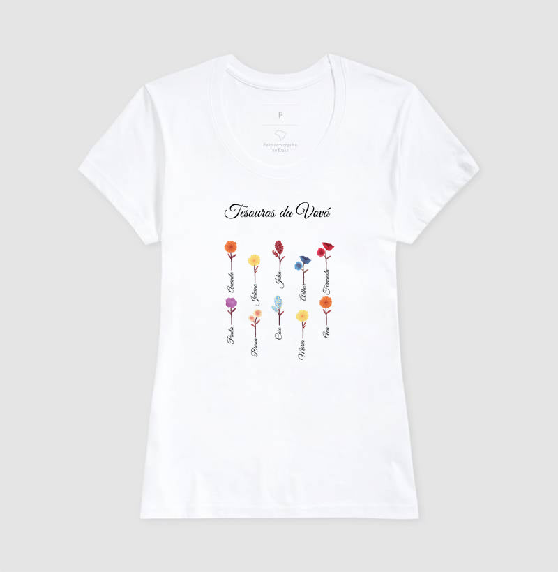 Camiseta Personalizada Tesouros da Vovó- 100% em Algodão Premium