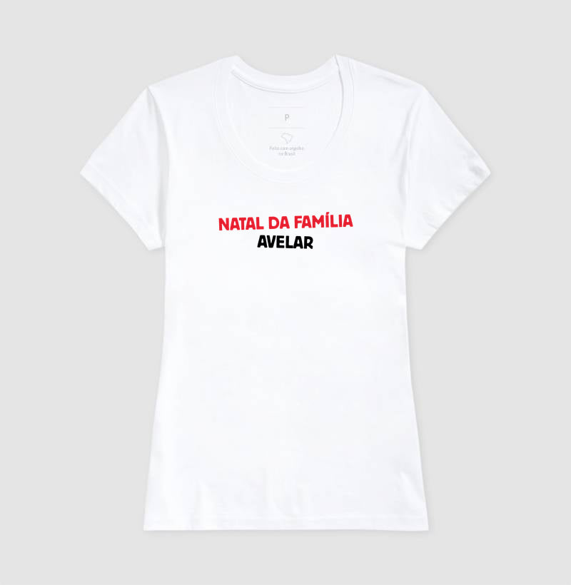 Camiseta Personalizada Natal da Família - Branca 100% Algodão