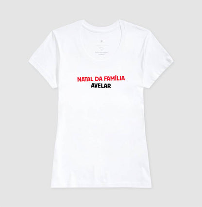 Camiseta Personalizada Natal da Família - Branca 100% Algodão
