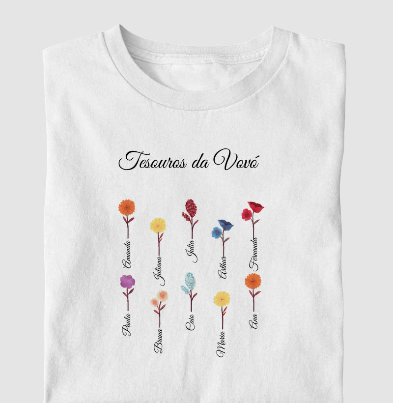 Camiseta Personalizada Tesouros da Vovó- 100% em Algodão Premium