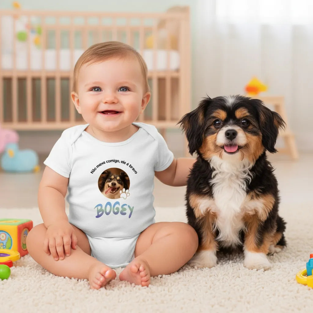 Camiseta Personalizada Com a Foto e Nome do Seu Pet - 100% Algodão