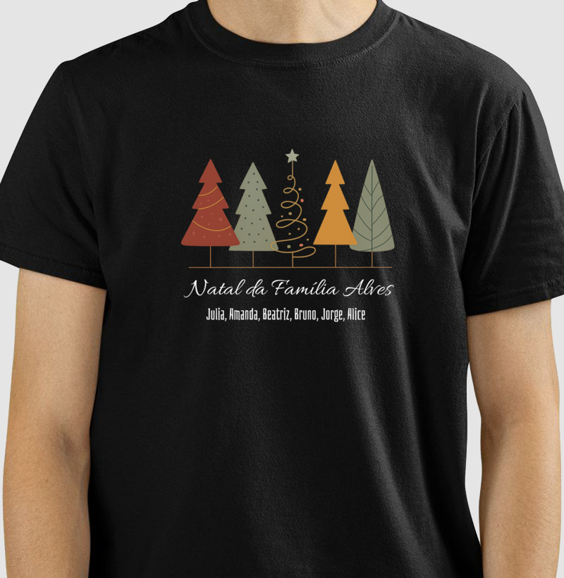 Camiseta Personalizada Natal da Família - 100% Algodão