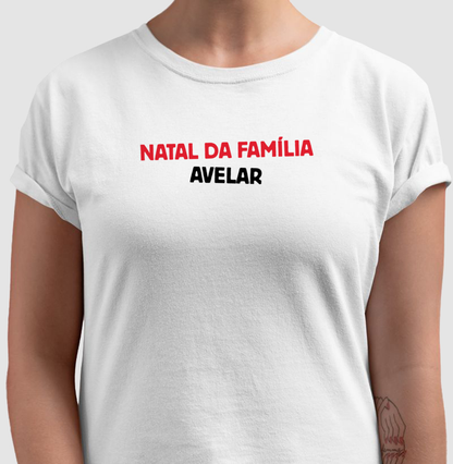 Camiseta Personalizada Natal da Família - Branca 100% Algodão