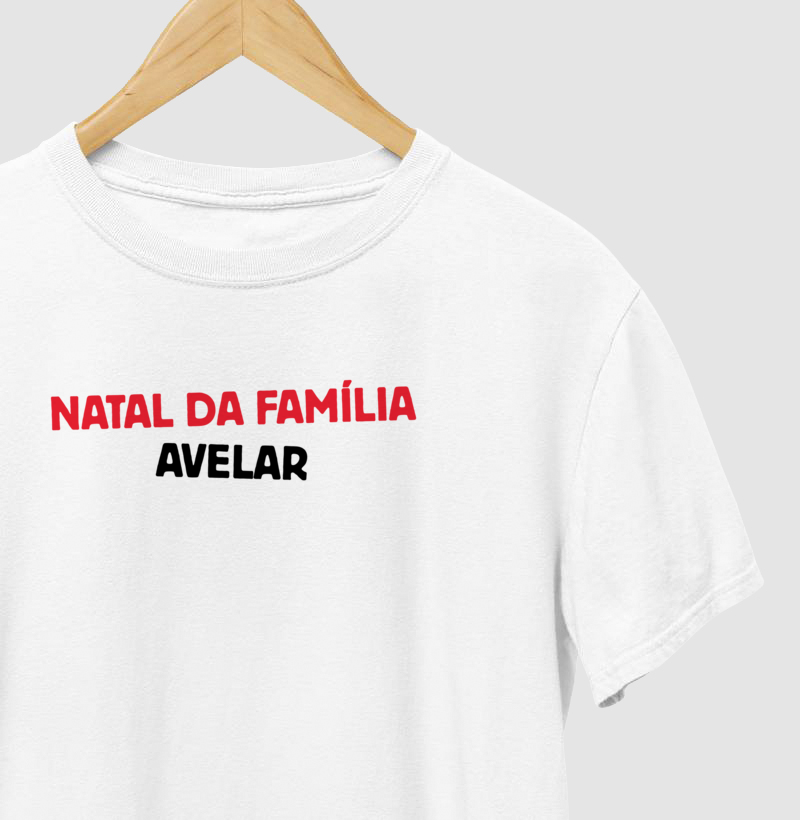 Camiseta Personalizada Natal da Família - Branca 100% Algodão