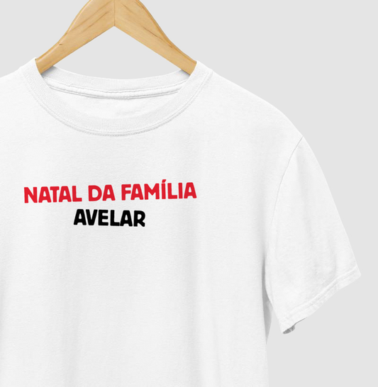 Camiseta Personalizada Natal da Família - Branca 100% Algodão